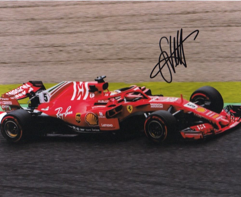 Lot 391: Sebastian Vettel signed 10X8 picture racing in F1...