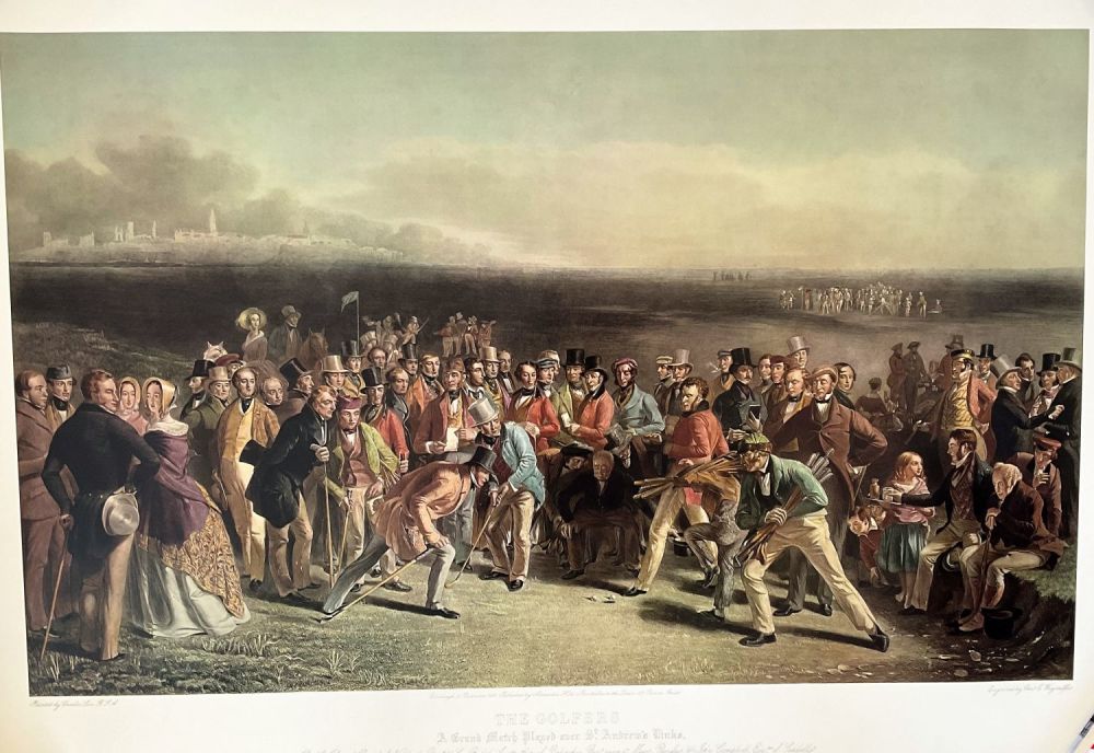 Lot 403: Charles Lees 37x25 Colour Print Titled 'The Golfers-...