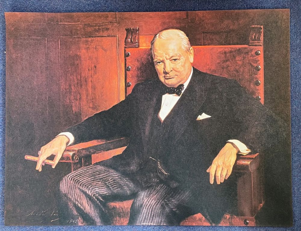 Lot 442: Arthur Pan 36x24 Colour Print of Sir Winston...