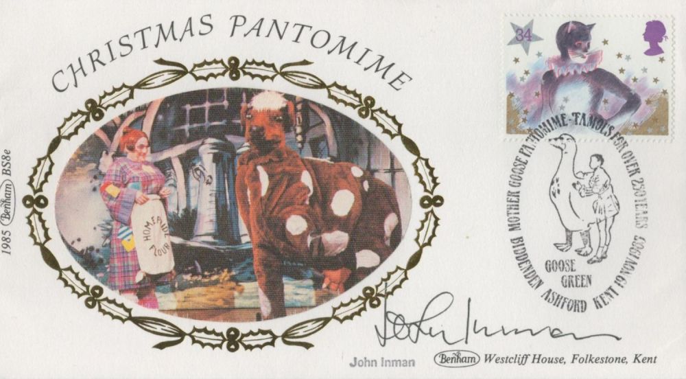Lot 459: John Inman signed Christmas Pantomime Benham FDC PM...