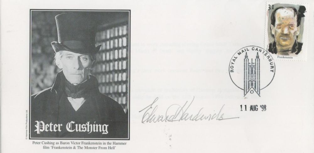 Lot 460: Edward Hardwicke signed Peter Cushing commemorative FDC PM...