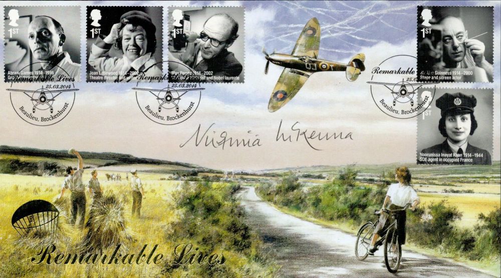 Lot 463: Virginia McKenna signed Remarkable Lives Buckingham FDC Triple...