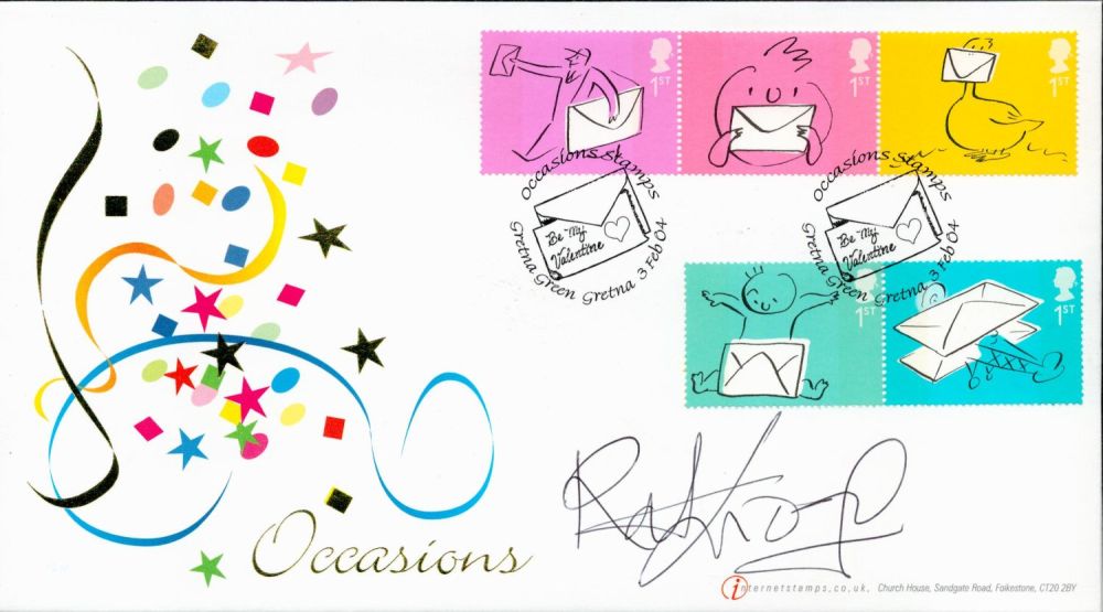 Lot 467: Robert Lindsay signed Occasions Internetstamps FDC Double PM...