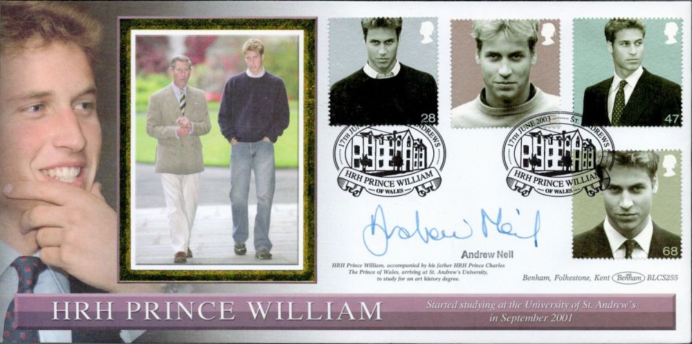 Lot 483: Andrew Neil signed HRH Prince William Benham FDC...