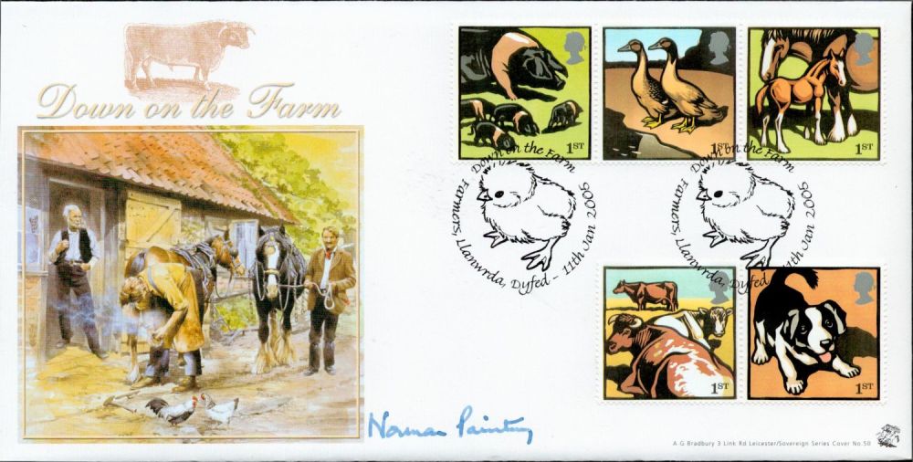 Lot 502: Norman Painting signed Down on the Farm Double...