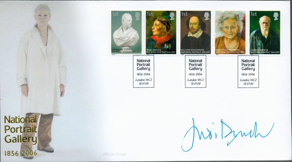 Lot 520: Judi Dench signed National Portrait Gallery 1856-2006 Triple...