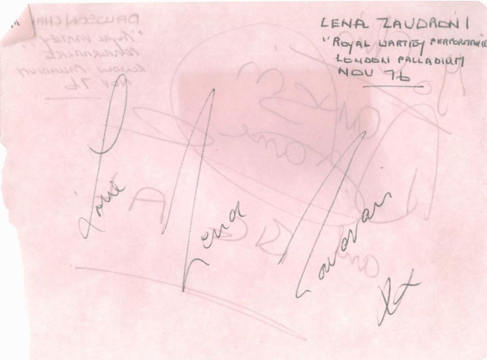 Lot 598: Lena Zavaroni signed album page. Dawson Chang on...