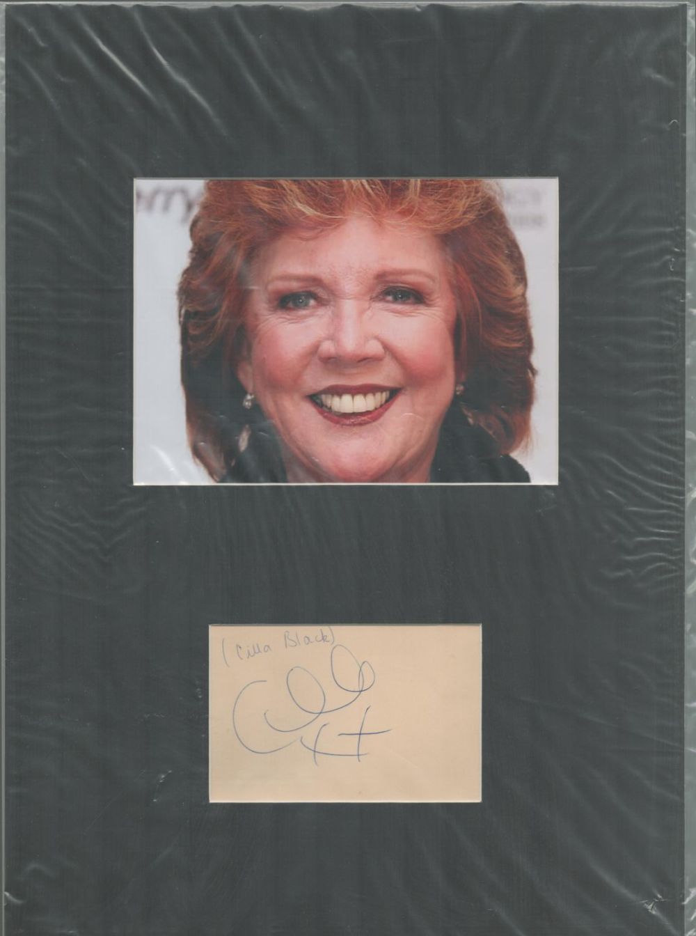 Lot 614: Cilla Black Signed Signature piece with colour photo...