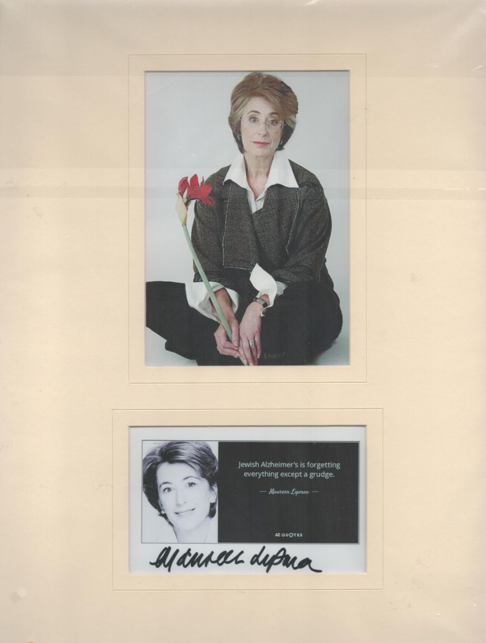 Lot 620: Maureen Lipman Signed black and white quote sheet,...