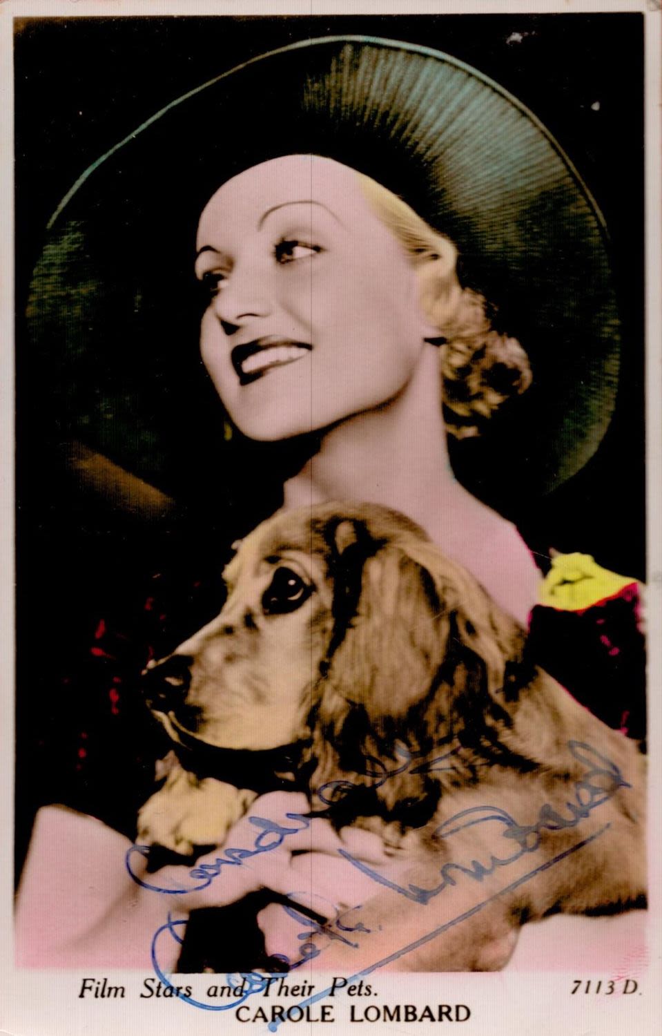 Lot 654: Carole Lombard Signed 5x3 inch Colour Photo. Signed...