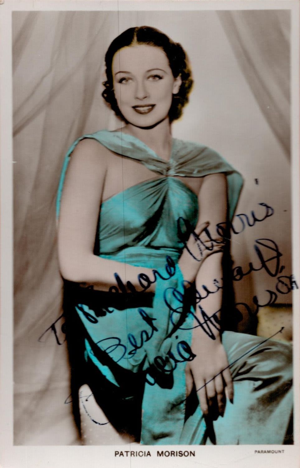 Lot 658: Patricia Morison Signed 5x3 inch Colourised Photo. Signed...
