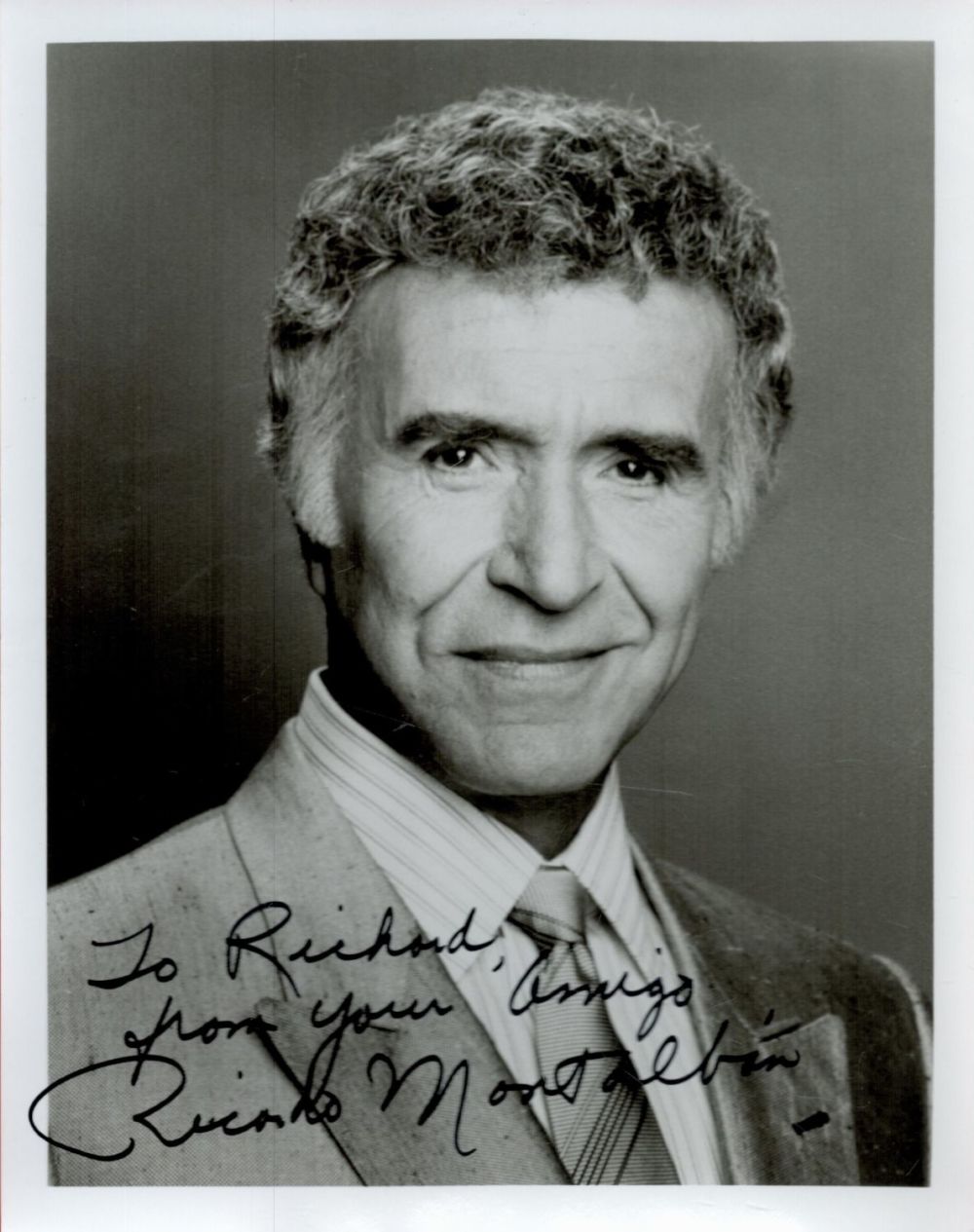 Lot 691: Ricardo Montalban Signed 10x8 inch Black and White...