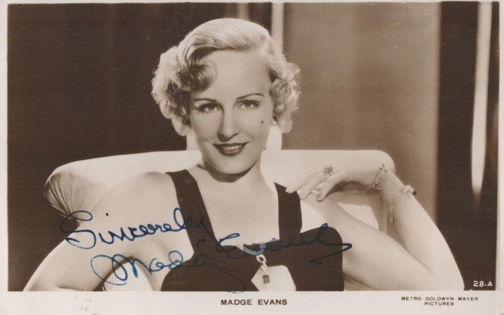 Lot 704: Madge Evans Signed 5x3 vintage black and white...