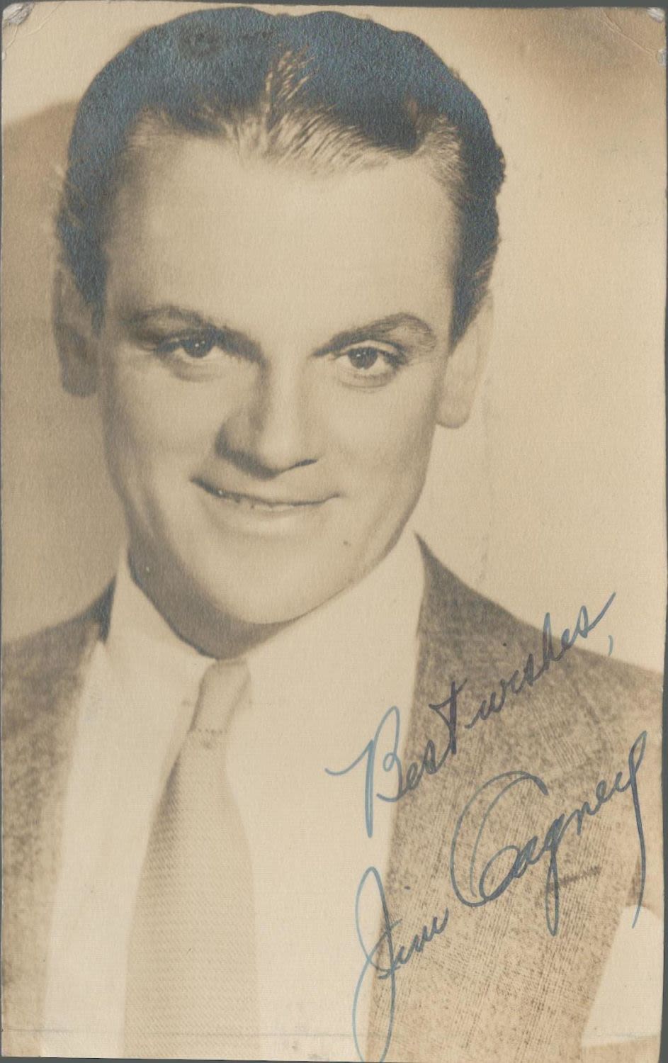 Lot 725: Jim Cagney Signed 5x3 vintage black and white...
