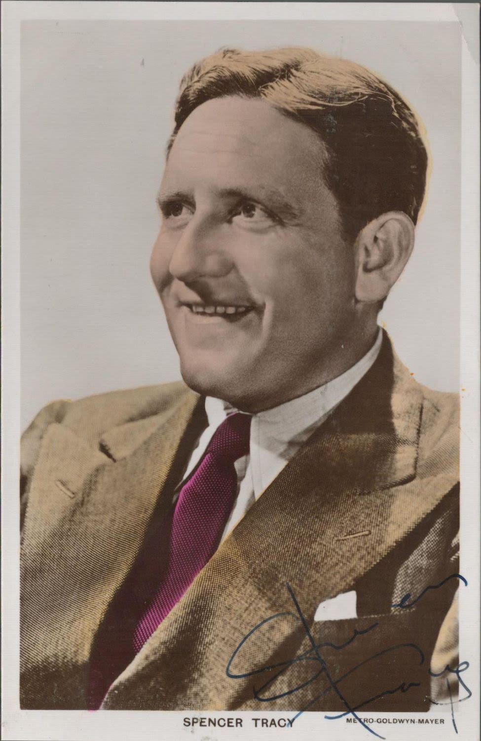 Lot 746: Spencer Tracy Signed 5x3 colour photo. Good Condition....