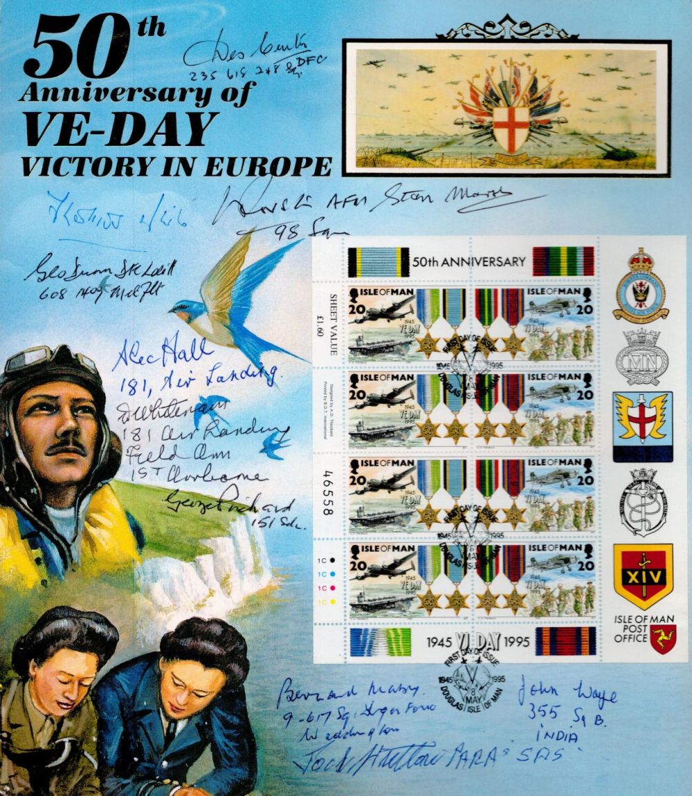 Lot 4: 11 Signed 50th anniversary D-Day Stamp Sheet attached...