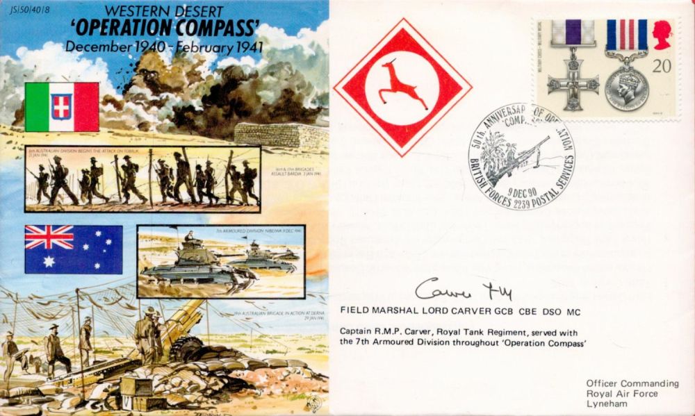 Lot 86: Field Marshal Lord Carver Signed Operation Compass FDC....