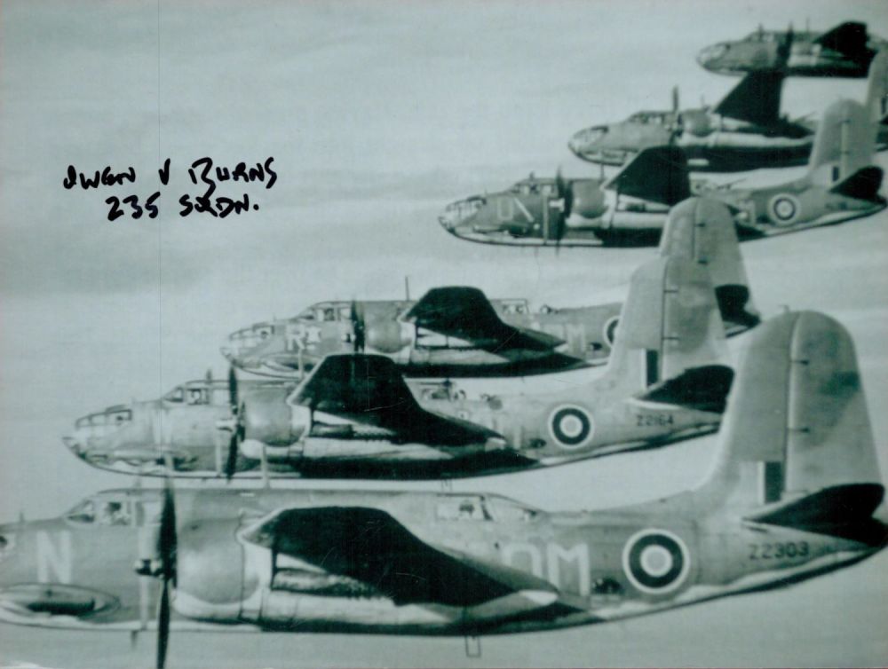 Lot 120: Sgt Owen V Burns Signed 8x6 inch Black...