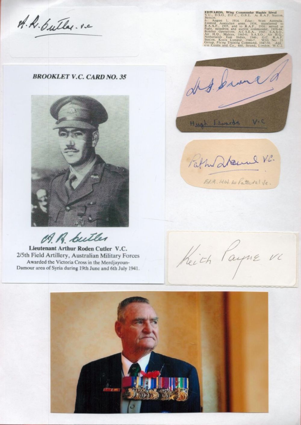 Lot 154: 4 VC Winners Signed Signature Cuttings Attached to...
