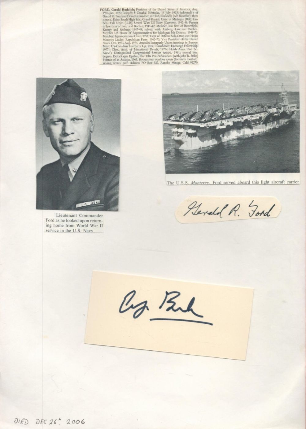 Lot 191: George W Bush (WW2 Naval Pilot) and Gerald...