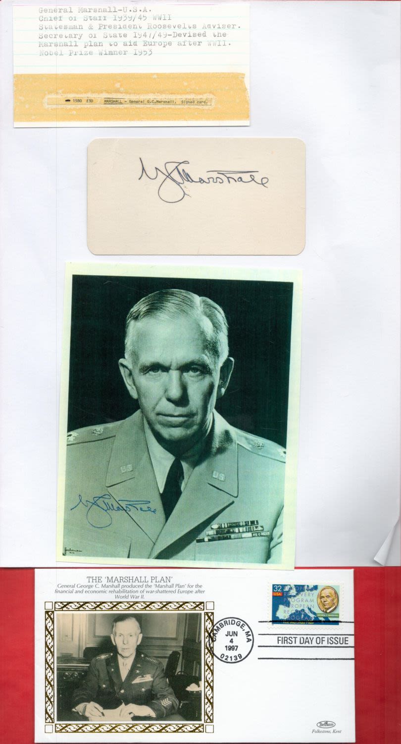 Lot 200: US Army George C Marshall Signed Signature Card...
