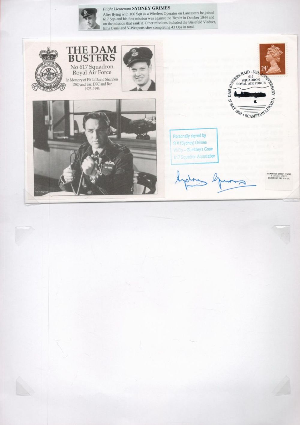 Lot 275: Flt Lt Sydney Grimes (617 Squadron) Signed The...