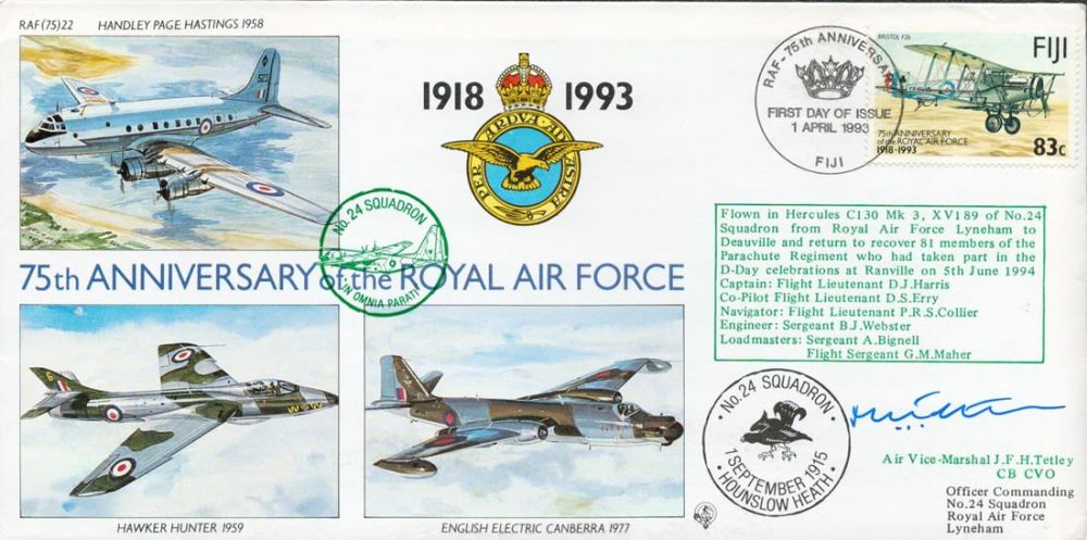 Lot 310: WW2 AVM JFH Tetley CVO Signed 75th Anniv...