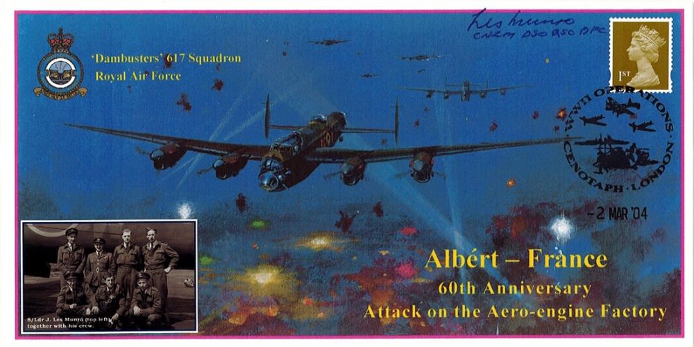 Lot 327: WW2 Sqn Ldr Les Munro Signed Albert-France 60th...