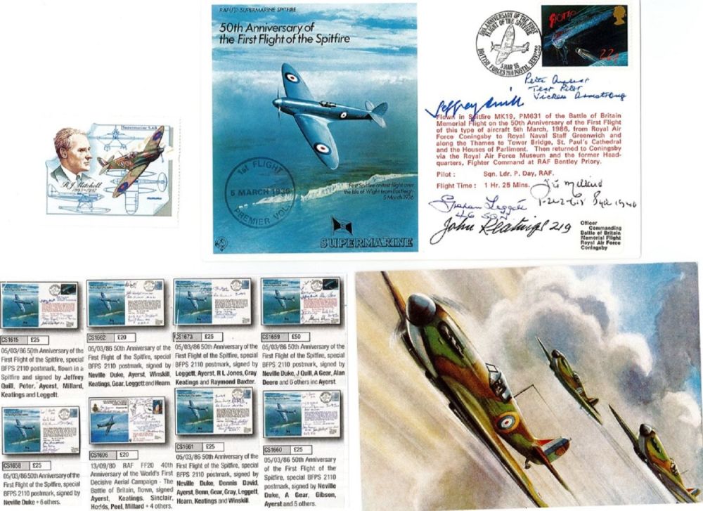 Lot 350: WW2 Jeffrey Quill and 4 Others Signed 50th...
