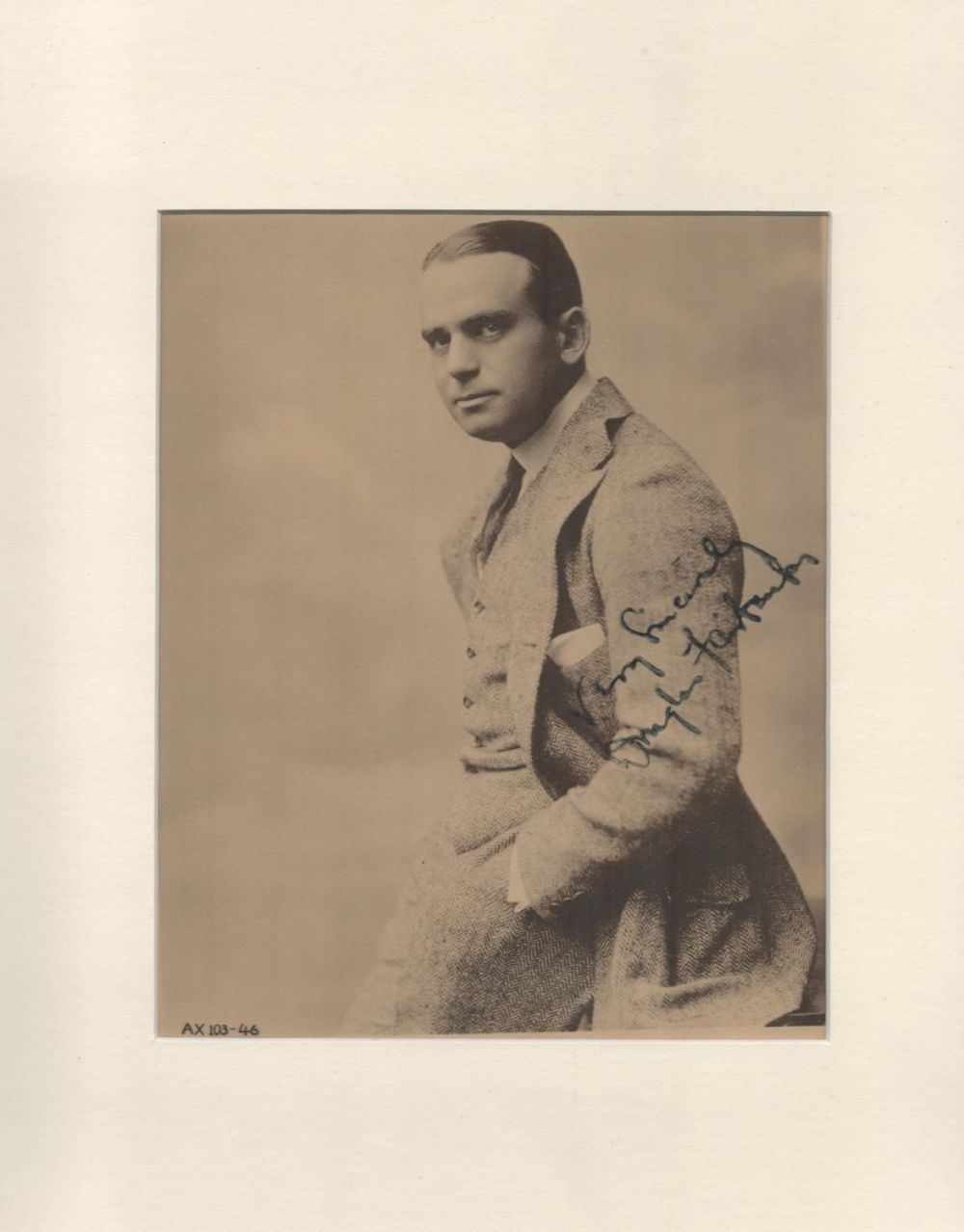 Lot 212: Douglas Fairbanks signed 14x11 overall mounted black and...