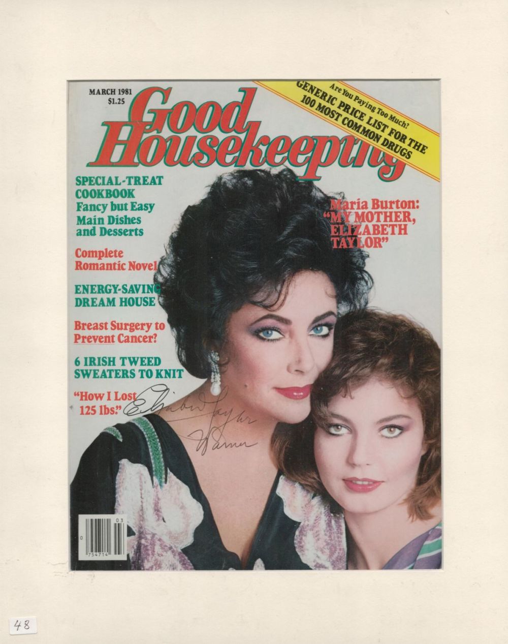 Lot 219: Elizabeth Taylor signed 14x11 overall mounted colour magazine...