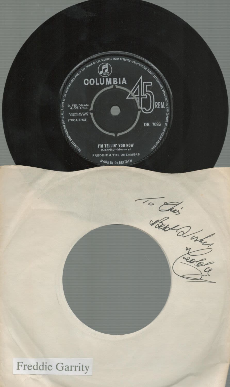Lot 244: Freddie Garrity signed record sleeve includes Colombia 45rpm...