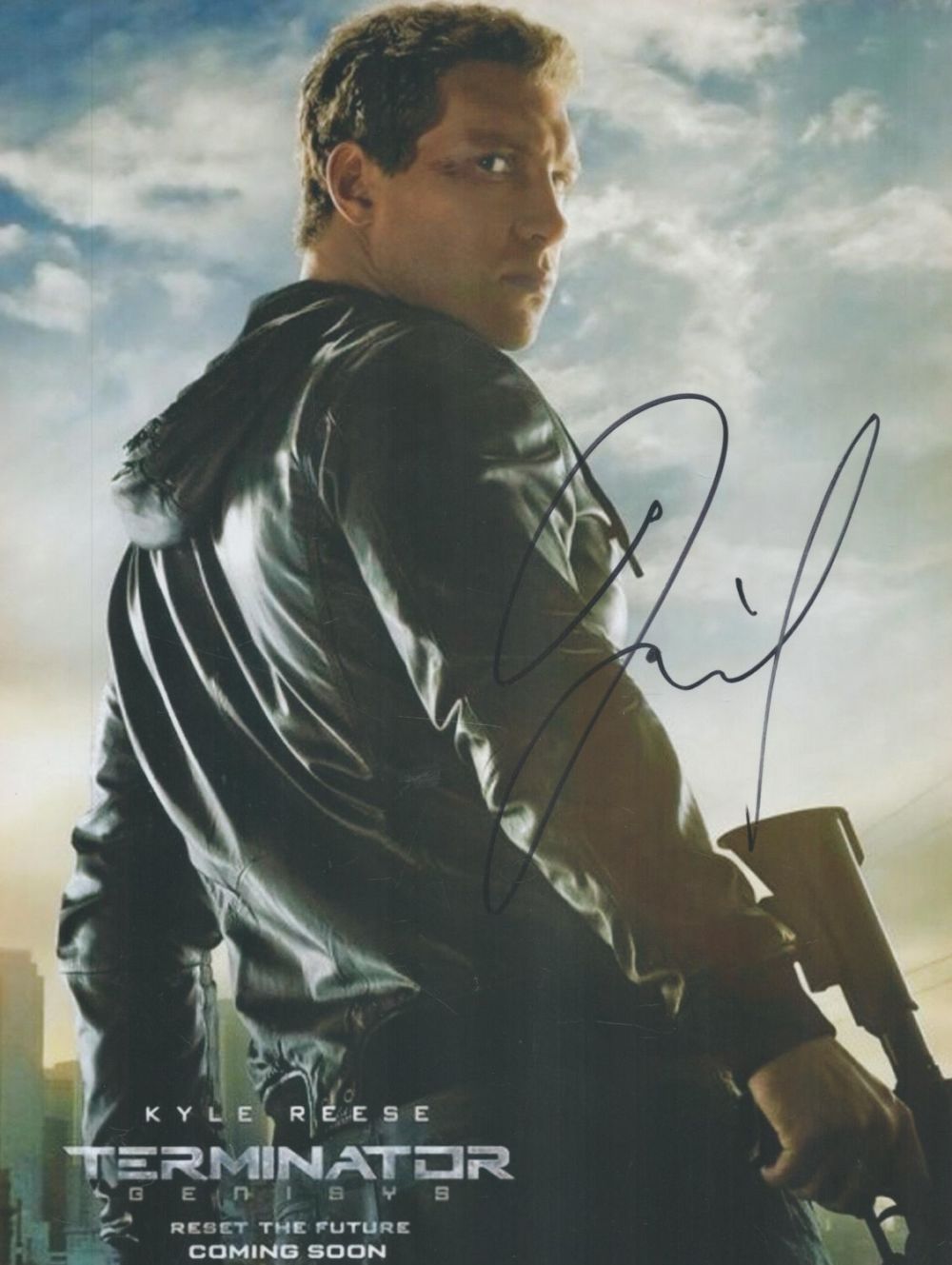 Lot 273: Jai Courtney signed Kyle Reese Terminator Genisys 12x8...