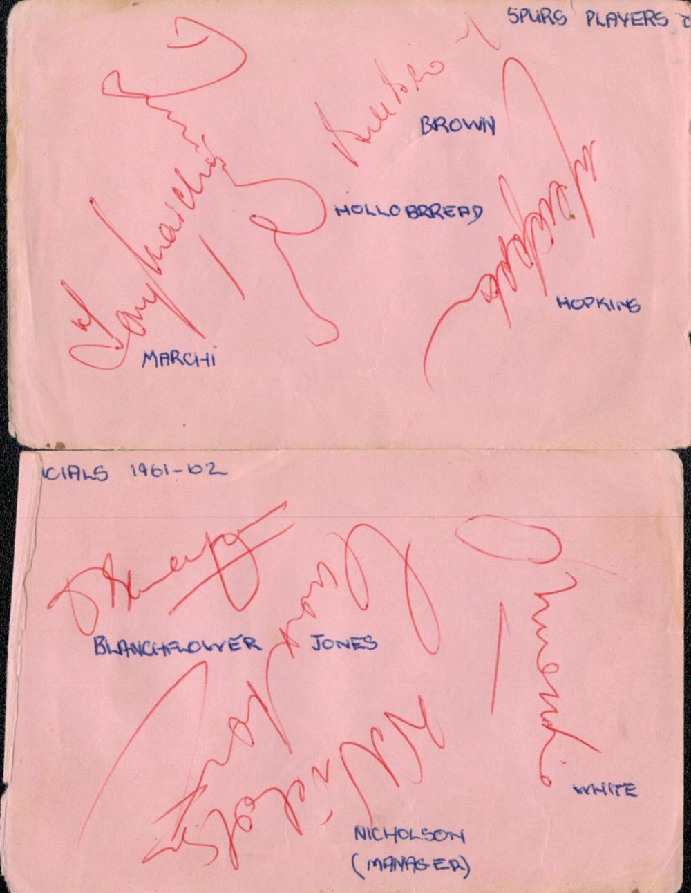 Lot 398: Tottenham Hotspur 1961-62 multi signed two album pages...