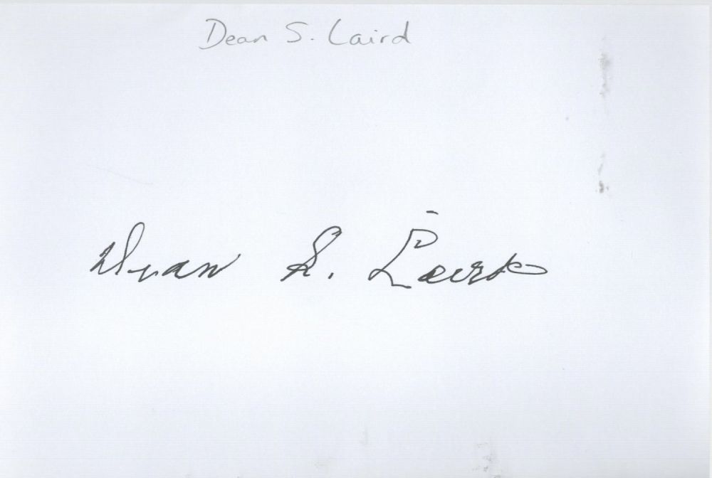 Lot 485: Dean S. Laird A white card (measuring 6"x4")...