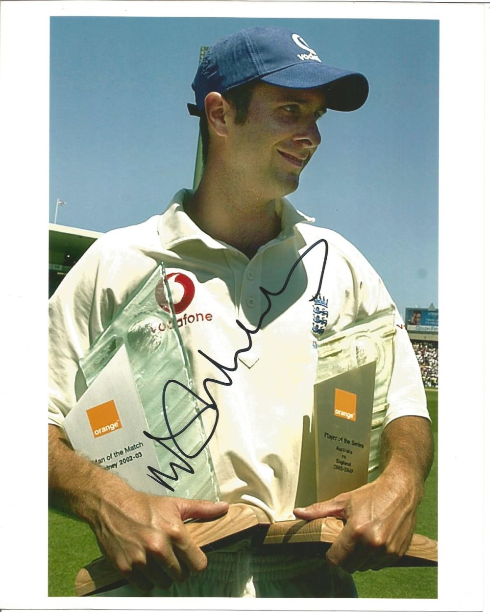 Lot 514: Michael Vaughan signed 10x8 colour cricket photo. Good...