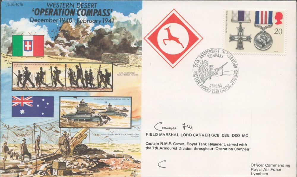 Lot 554: Field Marshal Lord Carver Signed Operation Compass Dec...