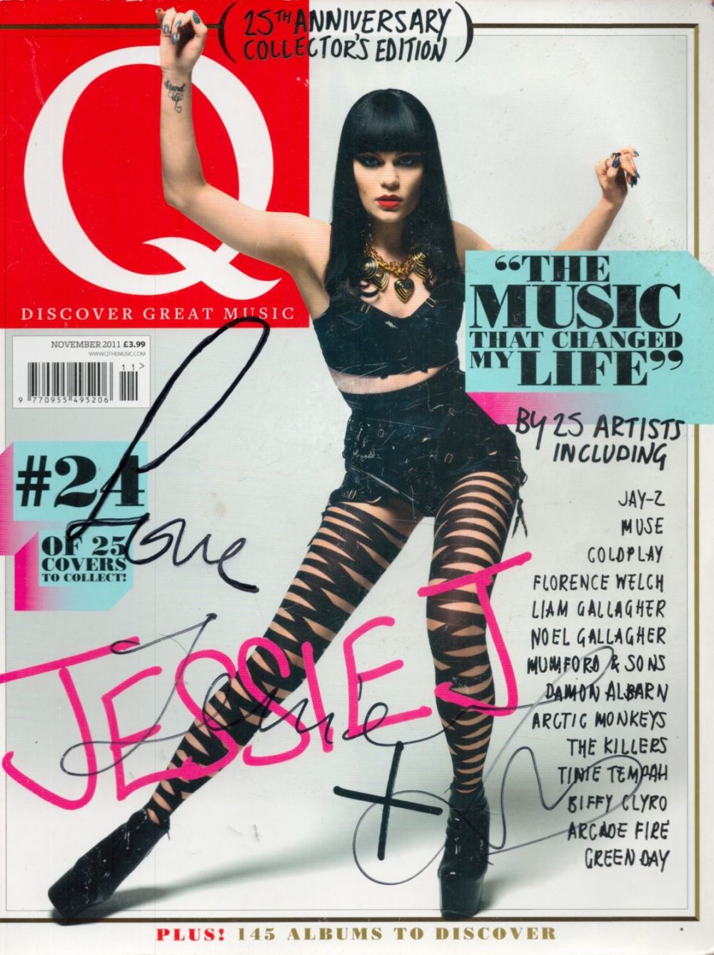 Lot 632: Jessie J signed 10x8 Q Magazine cover. Good...