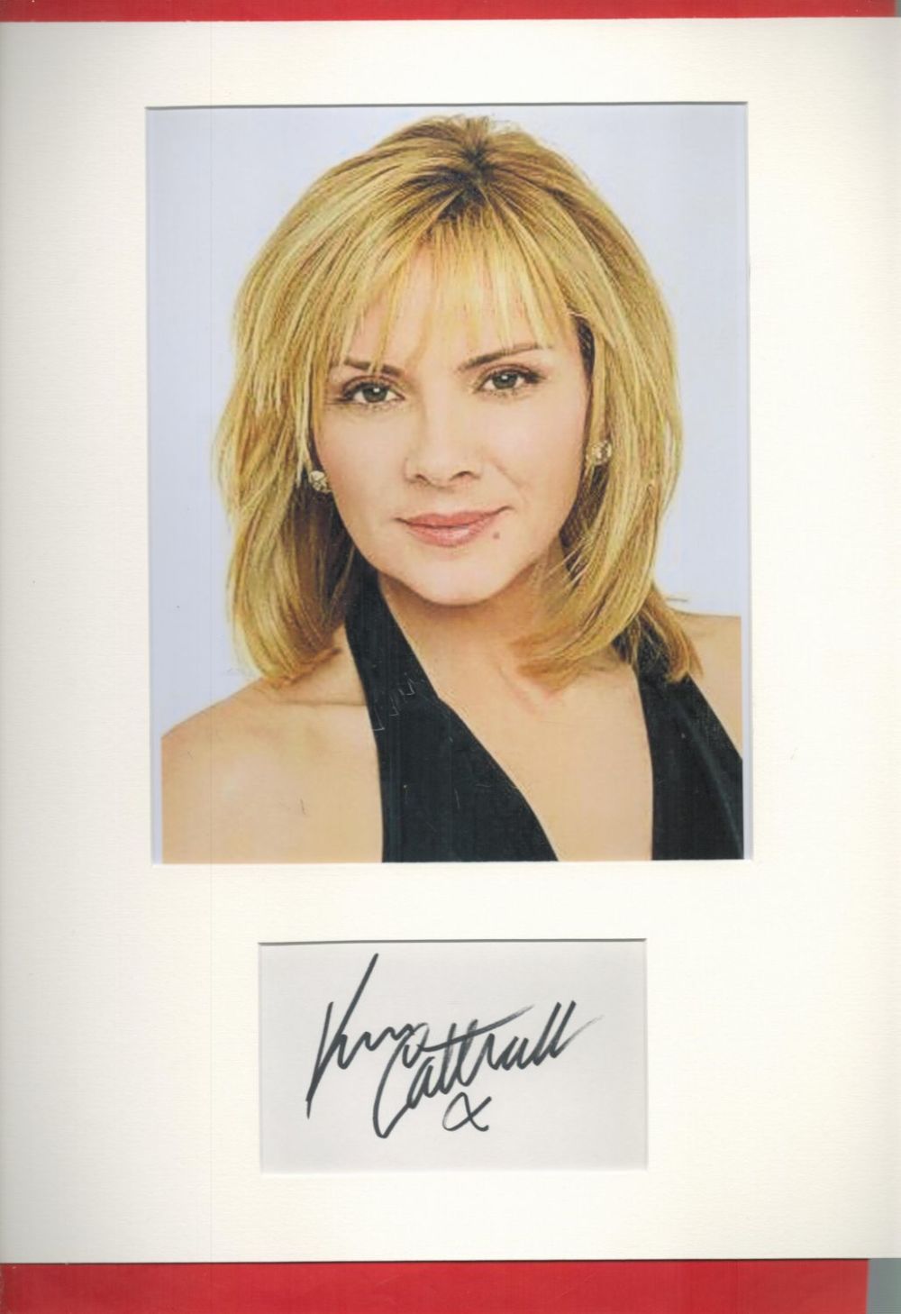 Lot 638: Kim Cattrall 16x12 overall mounted signature piece includes...