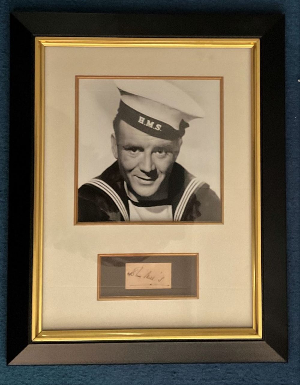 Lot 661: Sir John Mills 19x15 mounted and framed signature...