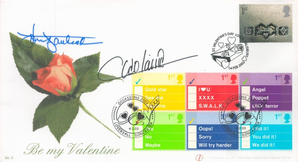 Lot 695: Cleo Laine and Johnny Dankworth signed Internetstamps 2002...