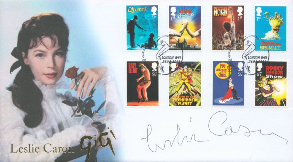 Lot 696: Leslie Caron signed 2015 Stage Musicals Internetstamps FDC....