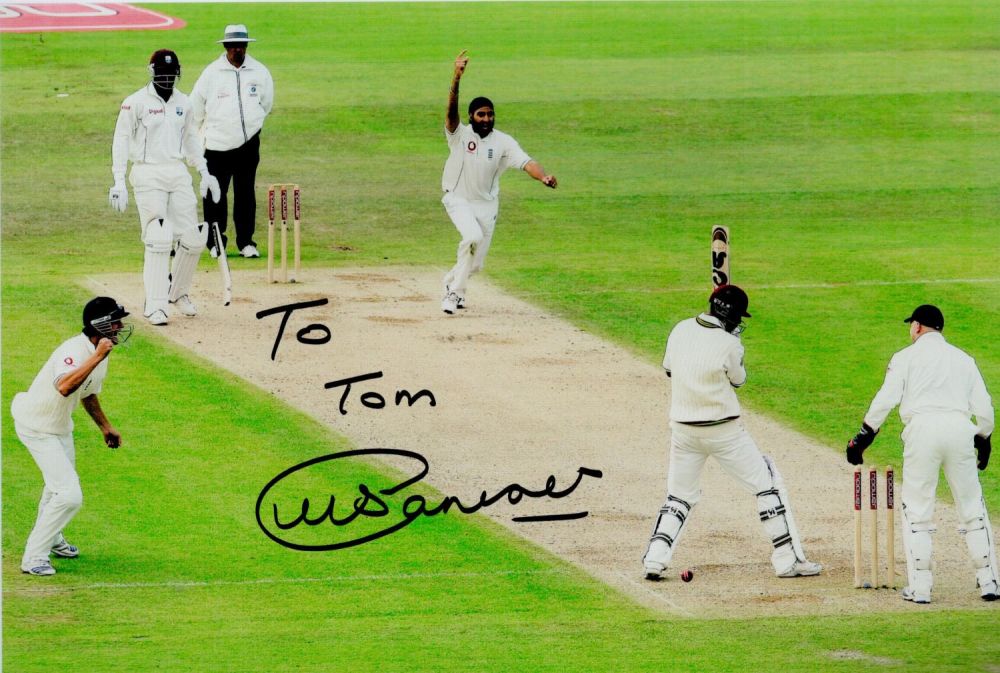 Lot 57: Monty Panesar signed 10x8 colour photo pictured in...