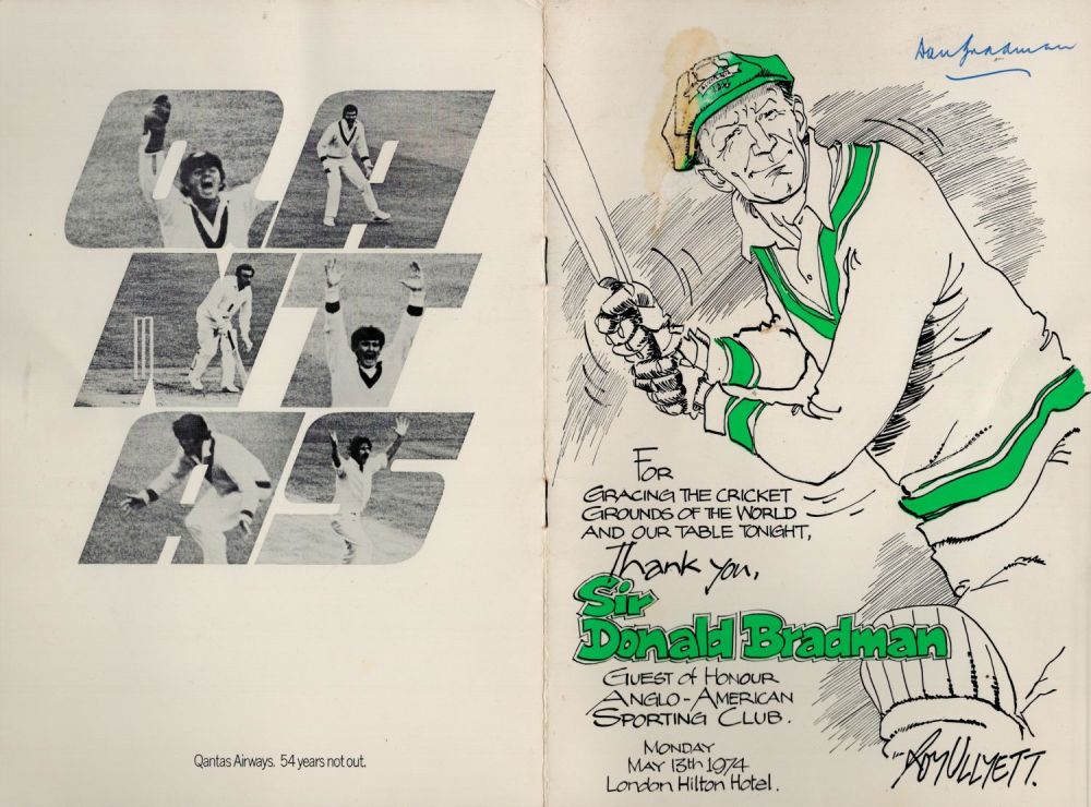 Lot 58: Don Bradman signed Vintage Anglo American Sporting Club...