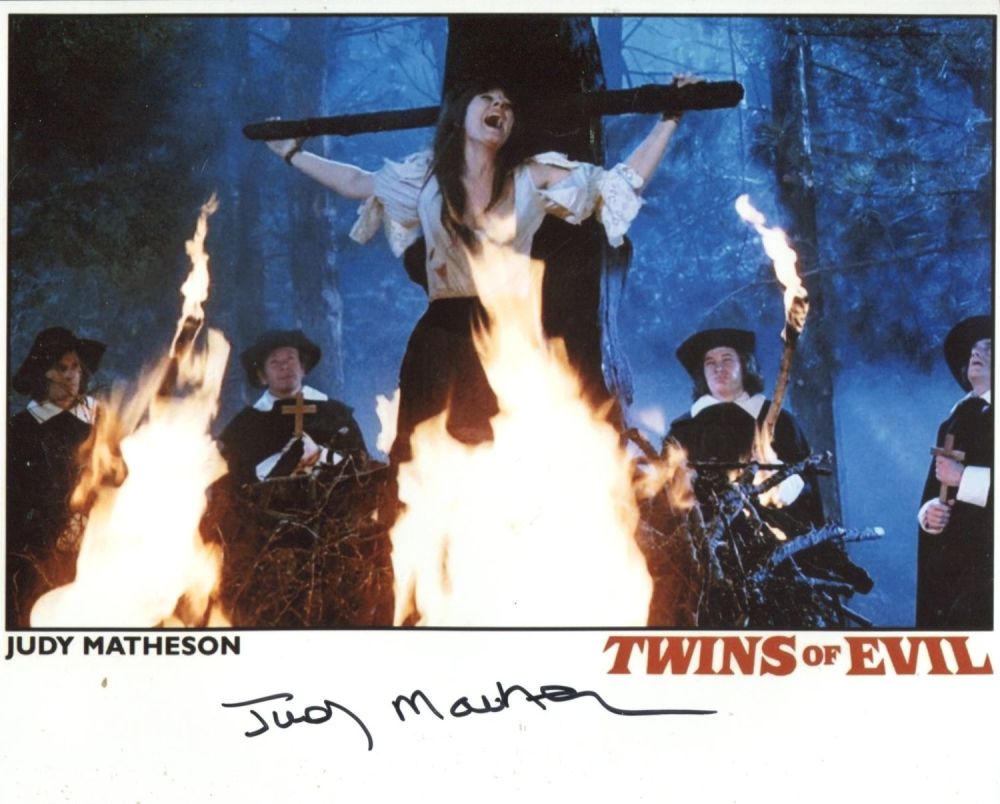 Lot 550: Twins of Evil horror movie 8x10 photo signed...
