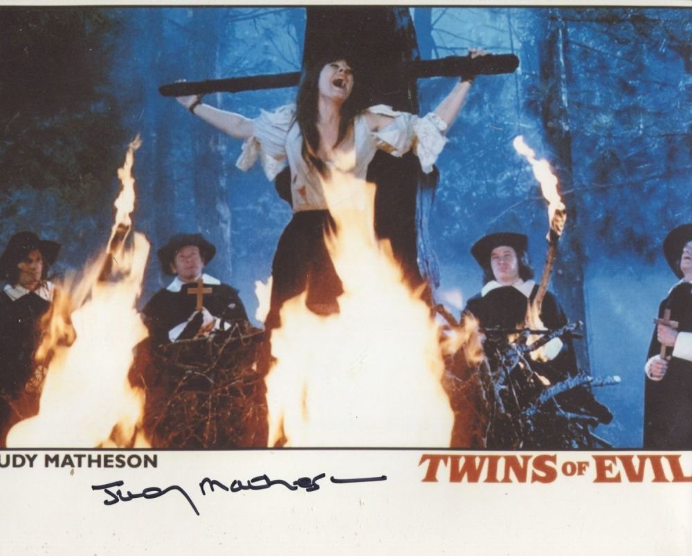 Lot 639: Twins of Evil horror movie 8x10 photo signed...