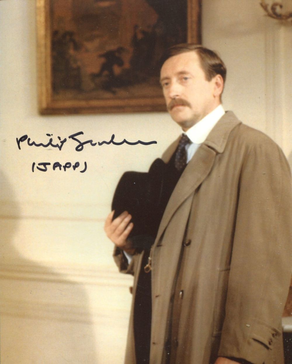 Lot 794: Poirot 8x10 photo signed by actor Philip Jackson...