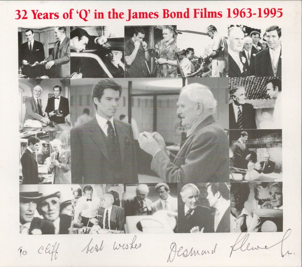 Lot 166: Desmond Llewelyn signed 7x7 montage commemorative photo card,...