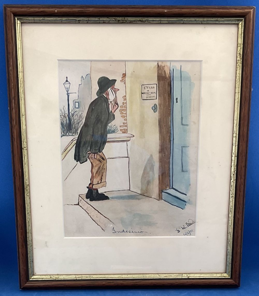 Lot 179: G M Bond Signed Original Drawing Titled Indecision...