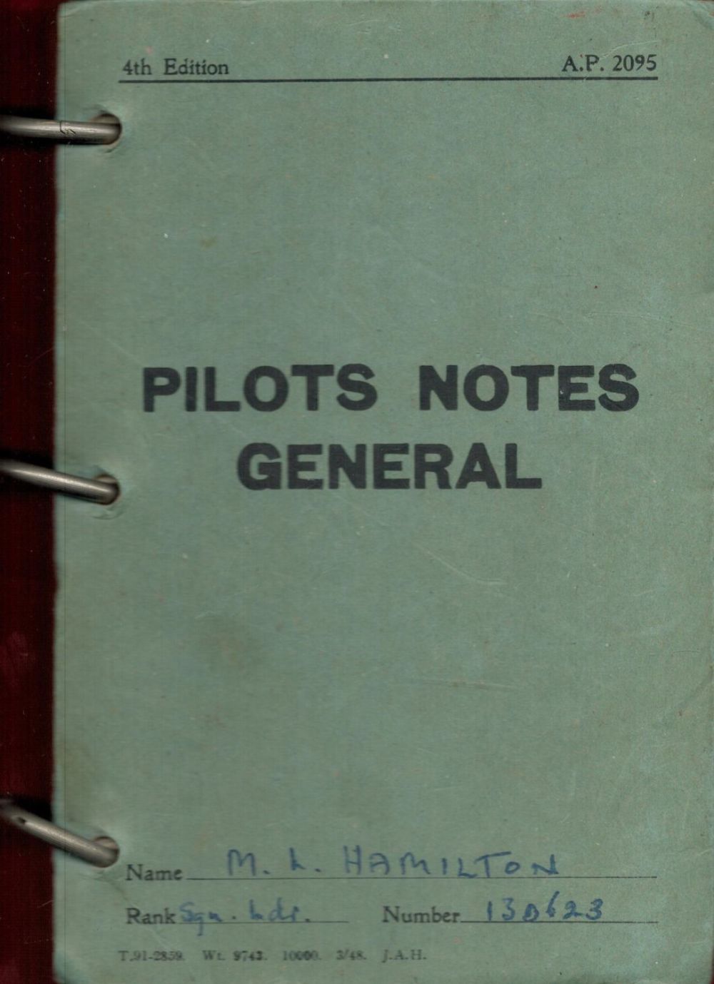 Lot 192: WW2 Original Pilots Notes General for Sqn Ldr...